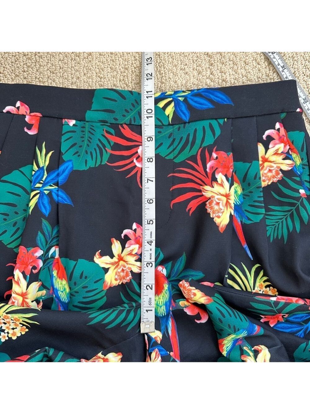 Women's Contemporaine Pants Black Multi Tropical Size 8 - Picture 9 of 10